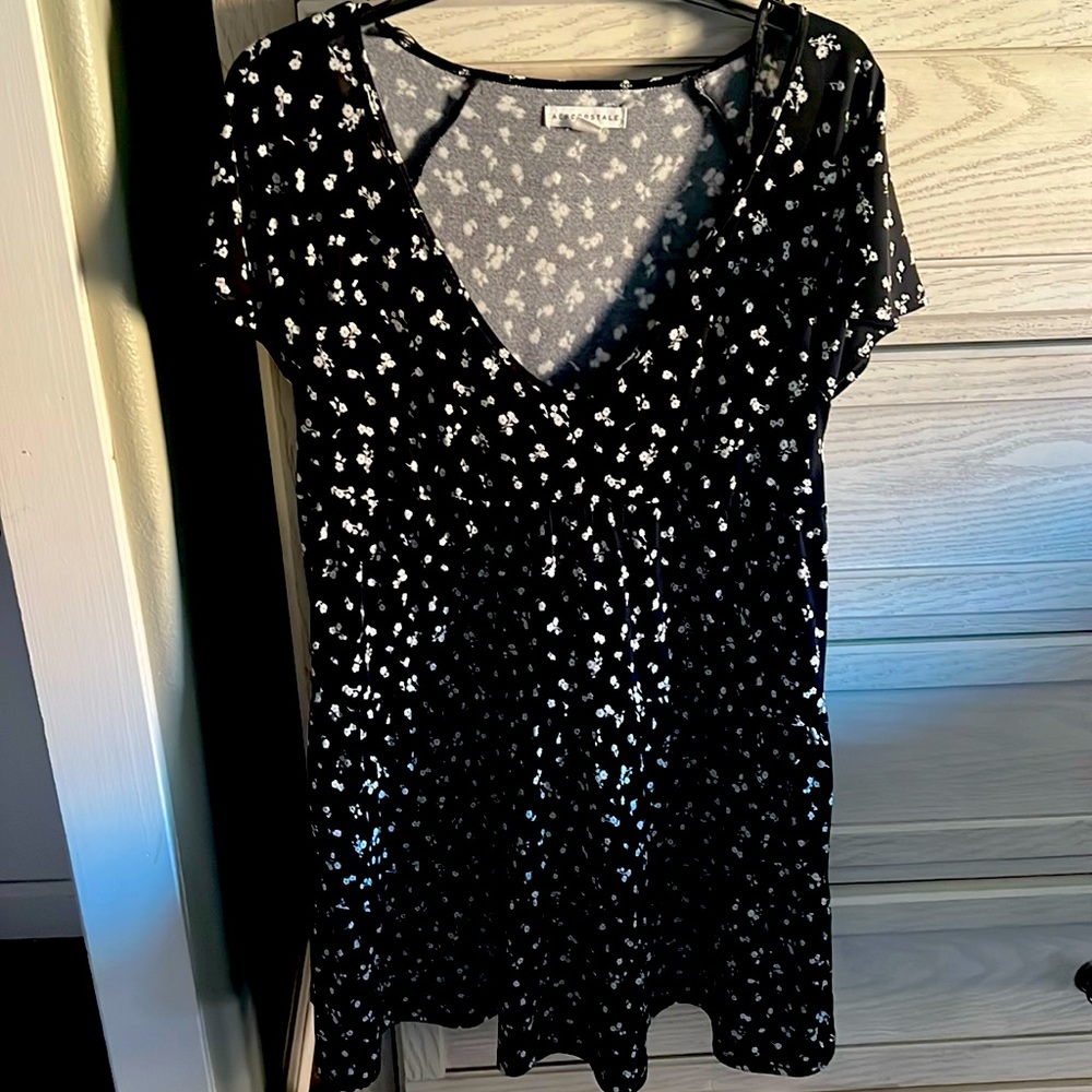 Aeropostale black with white flowers, floral dress size large